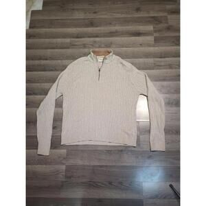 FIELD & STREAM Sweater Men XXL Ribbed Sherpa Collar 1/4 Zip Pullover Beige